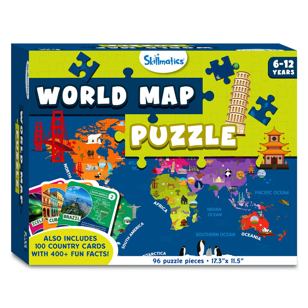 Skillmatics World Map Puzzle gift idea for ages 6 to 12