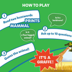 Skillmatics Guess in 10 Animal Planet storage box visible for portable game night organization