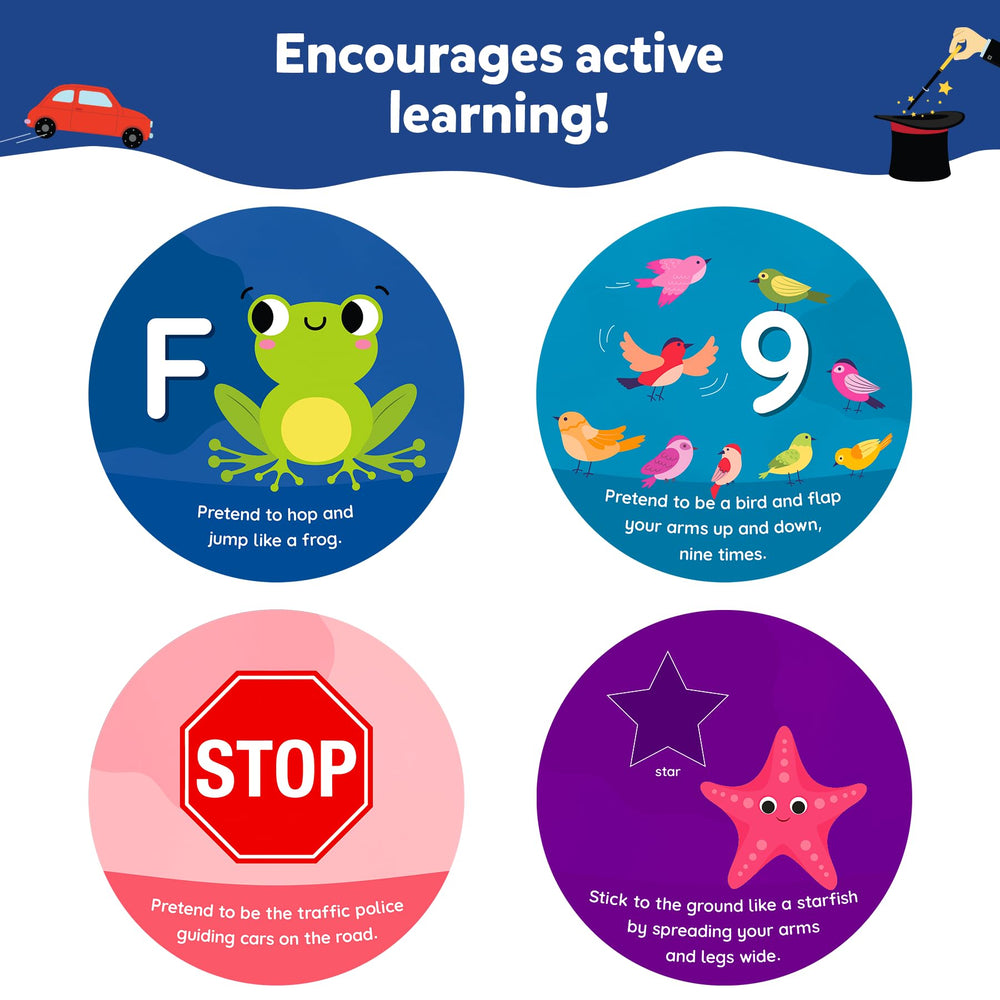 Skillmatics Jump & Learn shapes card helps young learners identify basic shapes.