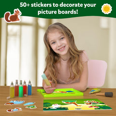 Skillmatics rainbow pen adds shimmering details to stickers.