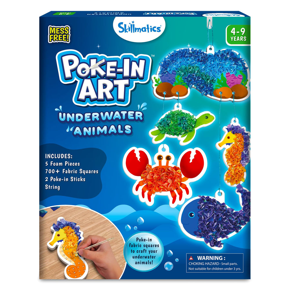 Skillmatics Poke-in Art underwater foam animals for mess-free creativity and room decor.