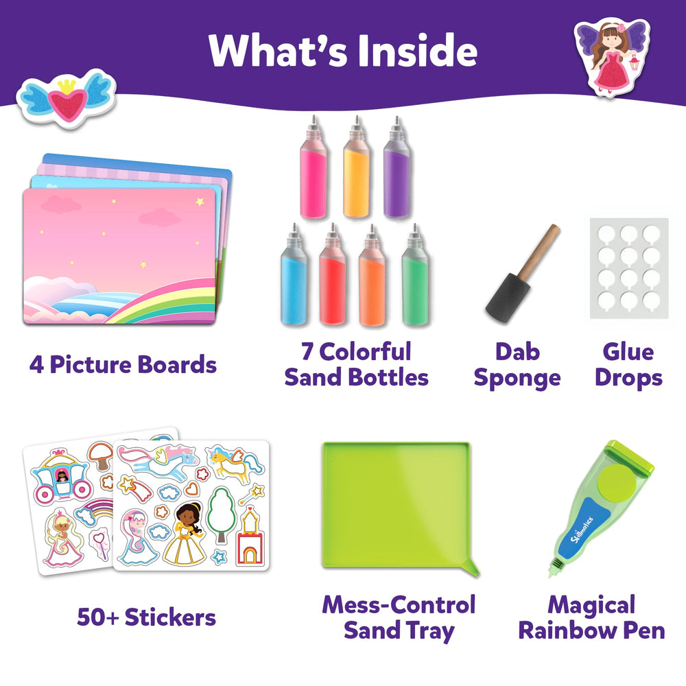 Skillmatics sand art glue drops secure stickers easily.