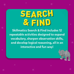 Skillmatics Search and Find restaurant scene reinforces listening and comprehension.