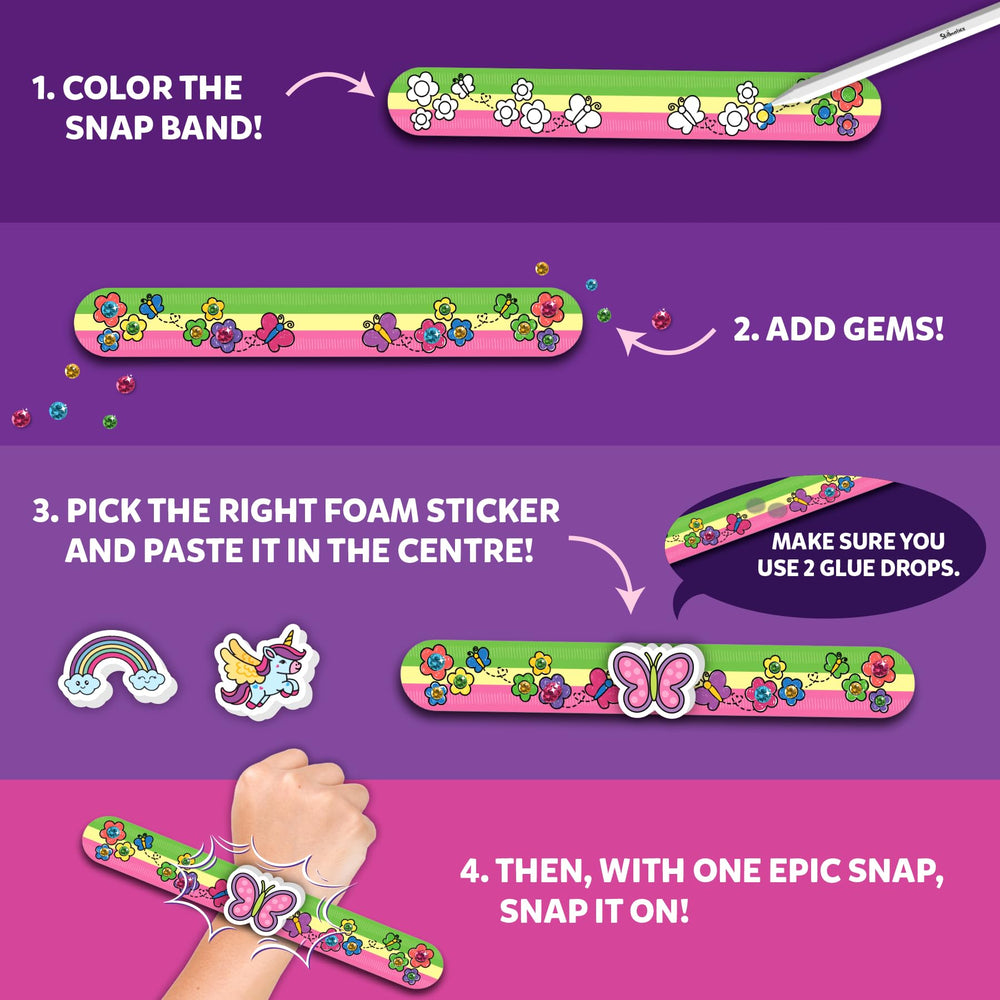 Skillmatics Snap Bandz glue drops, mess-free adhesion for quick embellishments