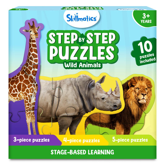 Skillmatics Step by Step Puzzles wild-animals-collection supports focused play and early learning.