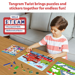 Skillmatics Tangram Twist foam sticker sheets support fine motor skills during play.