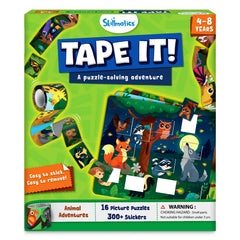Skillmatics Tape It animal puzzle cover promotes hands-on learning with 16 puzzles