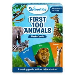 Skillmatics Thick Flash Cards cover image with vibrant animal cards for engaging early learning.