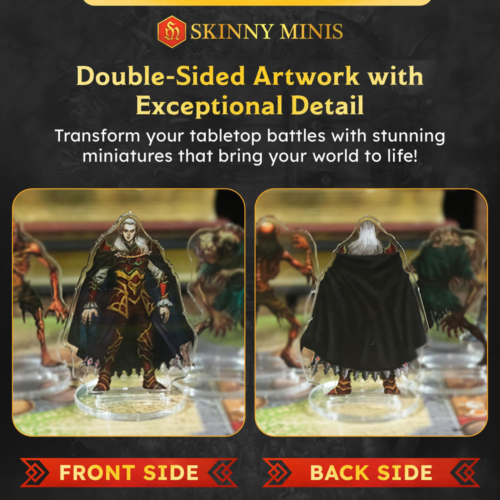 Skinny Minis skeleton warrior double-sided figure ideal for quick battle setups.