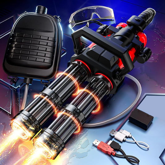 Skirfy Gatling water gun dual-barrel rotation for high-intensity battles.
