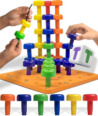 Skoolzy Peg Board Set with colorful pegs for color recognition and sorting.