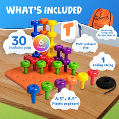 Skoolzy Peg Board Set Montessori-inspired learning through tactile play.