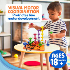 Skoolzy Peg Board Set storage bag keeps materials tidy and portable.