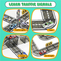 SKTMYY kids in action using magnetic tiles to build roads and cities