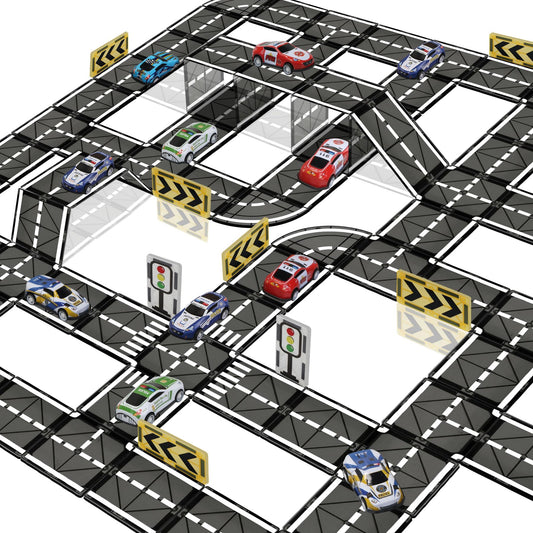 SKTMYY Magnetic Tiles Road Set showing 32 road tiles for open-ended building and design