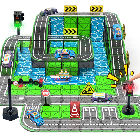 SKTMYY magnetic tiles road set for creative city-building and exploration