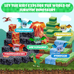 SKTMYY magnetic blocks arranged in a volcano scene for STEM exploration.