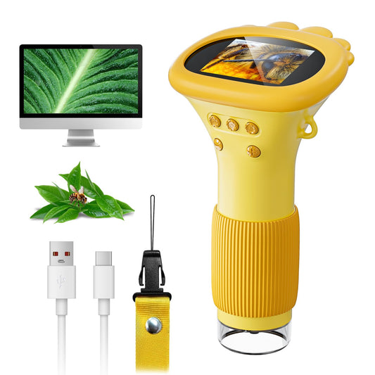 SKYBASIC Kids Microscope with 2-inch display for easy in-hand viewing.