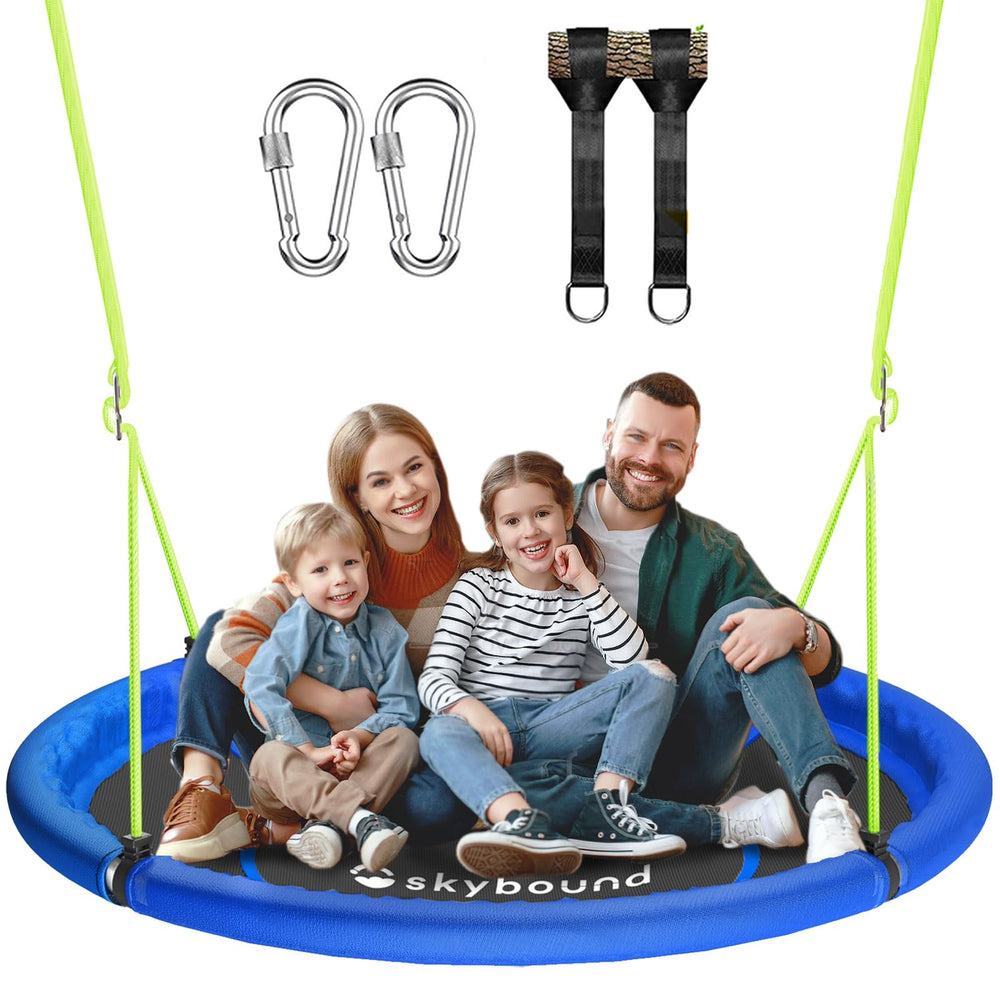 SkyBound 43-inch saucer swing outdoor setup for backyard fun