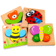 Skyfield wooden animal puzzle bunny: supports fine motor skills and color learning during play.