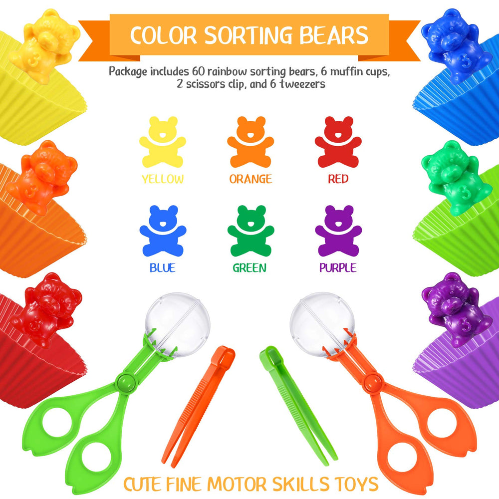 Skylety 2 scissor clips guide bear placement into cups for tidy sorting.