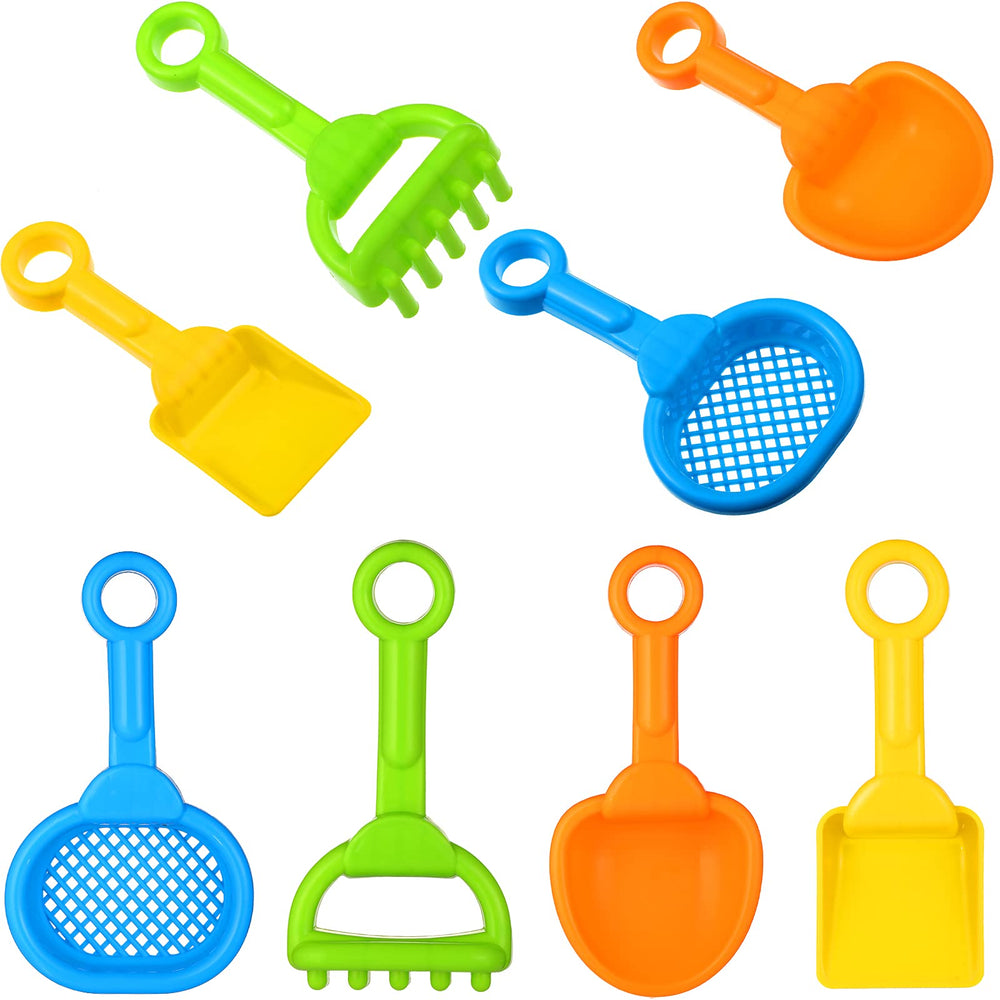 Skylety 8-piece sand shovels with bright colors for beach sand play.