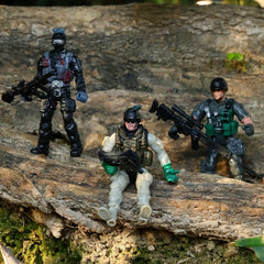 Skylety army men with weapons and accessories for dynamic pretend battles.