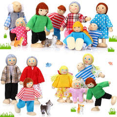 Skylety dollhouse family set with 16 figures for pretend play