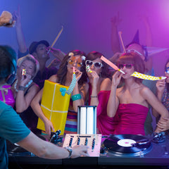 Skylety festive pack displayed in a lively party setting