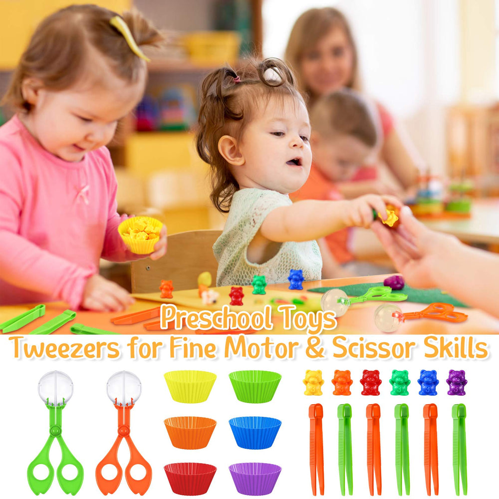 Skylety fine motor play with bears enhances grip and coordinated hand movements.