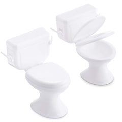 Skylety mini toilet seat white, front view adds realistic dollhouse detail.