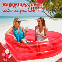 Skylety pink heart pool stores easily after deflation.