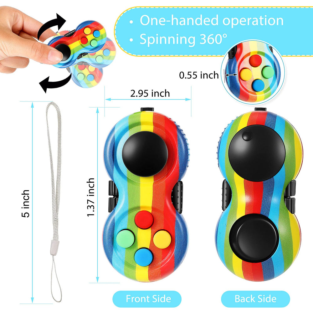 Skylety Rainbow Fidget Pad close-up shows crisp-click buttons for satisfying sensory feedback.
