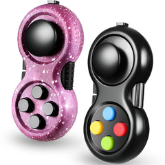 Skylety Starry Purple and Black fidget pad front view highlighting tactile buttons for focus