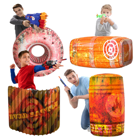 Skywin inflatable battle bunkers front-view setup for durable play and strategic cover