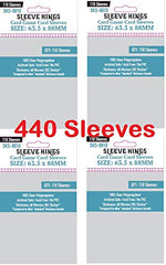 Sleeve Kings card sleeves 63.5 by 88 mm, 440 sleeves in four packs.