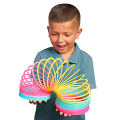 Slinky rainbow colors showcase vibrant design ideal for visual play and imagination.