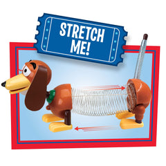 Slinky Disney Toy Story Slinky Dog Jr stretches from 6 to 8.75 inches.
