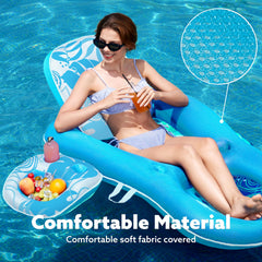 Sloosh adjustable backrest enhances comfort while lounging in water.