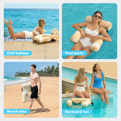 Sloosh adult pool lounge inflates quickly for spontaneous water fun.