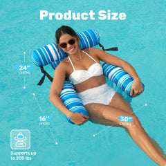 Sloosh pool float chair stripe adjustable backrest for personalized comfort.