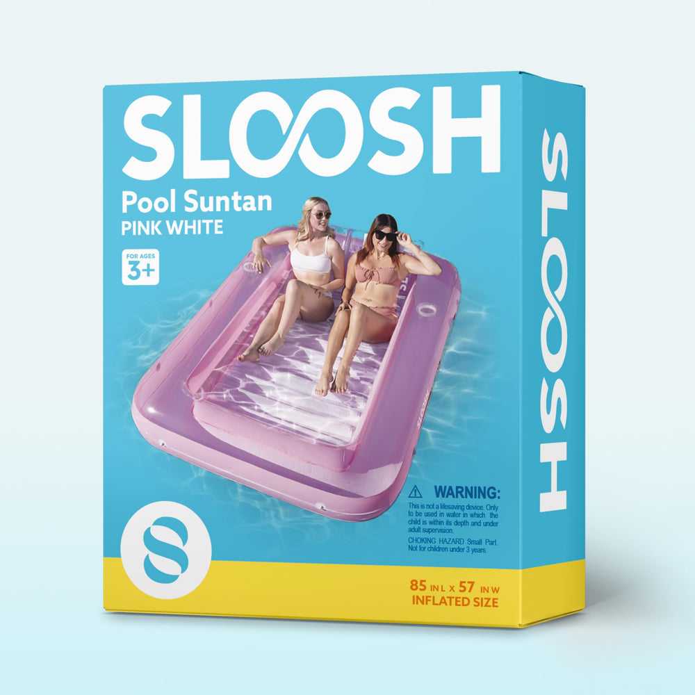 Sloosh roomy pool float ideal for entertaining guests and relaxing in sun.