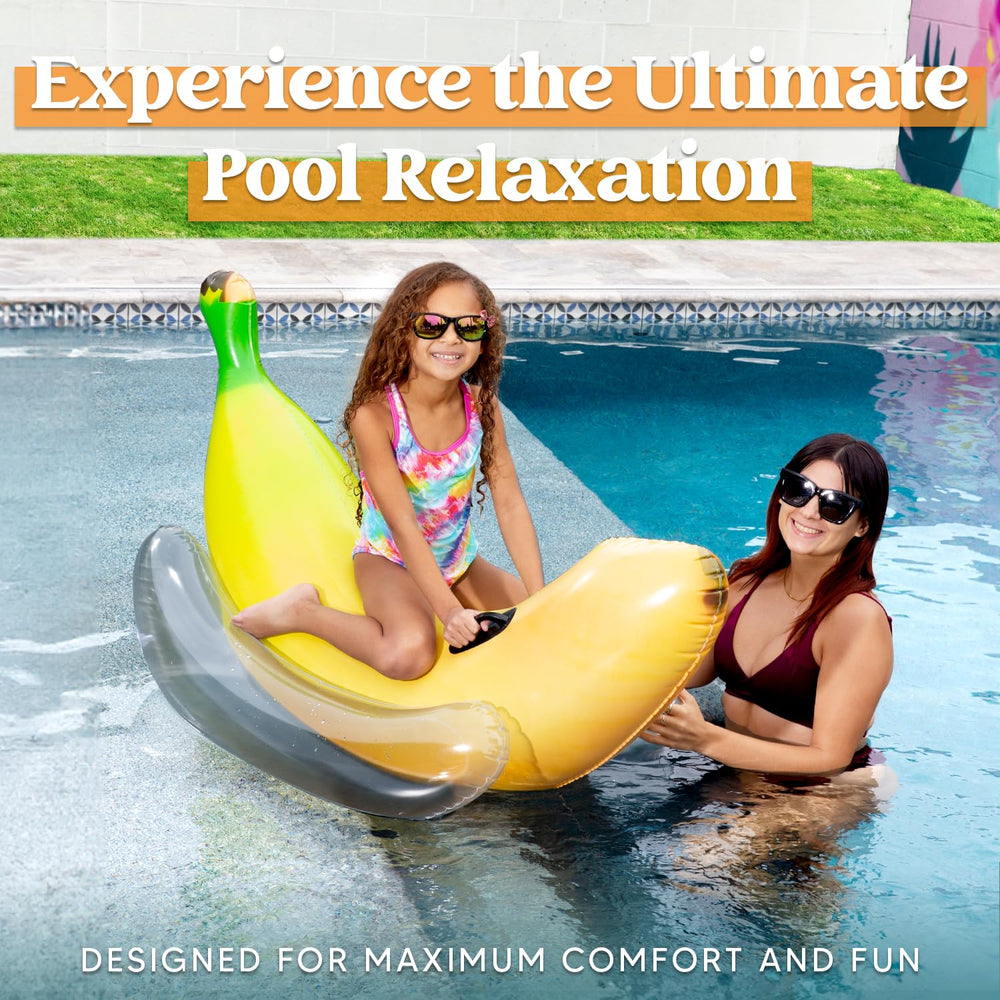 Sloosh banana print pool float with realistic design for eye-catching pool decor