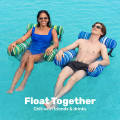 Sloosh pool float chair stripe with breathable mesh sling to stay cool.