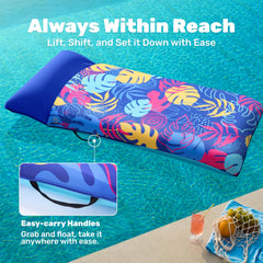 Sloosh built-in pillow provides neck support for long floats