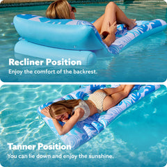 SLOOSH blue pool lounge with cup holders and phone mount for essentials