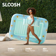 Sloosh inflatable bed uses UV-resistant PVC for durable, long-lasting pool enjoyment.