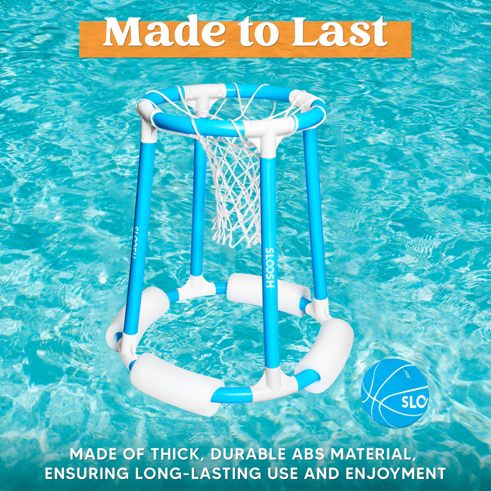 Sloosh floating basketballs resting on the water surface.