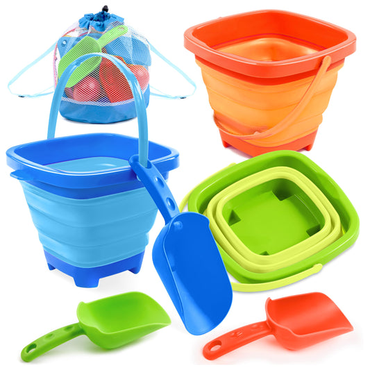 Sloosh orange foldable pail for quick sand play and easy packing