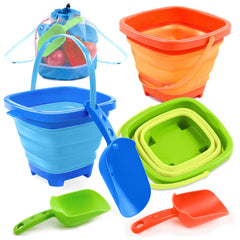 Sloosh orange foldable pail for quick sand play and easy packing